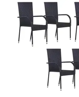 Záhradné stoličky 6 ks ESSEN II záhradné ratanové kreslo, čierna (antracit)