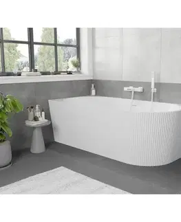 Vane MEXEN/S - Silo voľne stojaca rohová vaňa ľavá reliéf 170 x 80, biela, sifón a prepad biela 52891708000L-20
