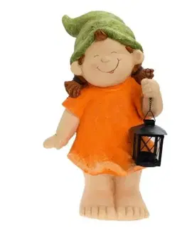 Záhradné lampy Kinekus Postavička dievča s lampášom 45 cm