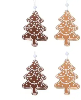 Vianočné dekorácie Kinekus Ozdoba závesná stromček perník 16 cm sada 4 ks mix
