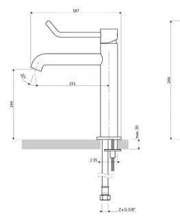 Kúpeľňové batérie OMNIRES - Y [Inclusive Design] umývadlová batéria, 23 cm (hlava 25 mm), brúsený nikel Y1212CID-NI