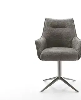 Jedálenské stoličky DELIFE Jedálenská stolička Alja-Flex s opierkami bouclé mäkký tmavobéžová krížová podstava grafitová 360° otočná hojdacia funkcia vrecková pružina