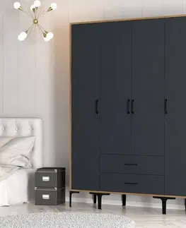 Šatňové skrine Šatníková skriňa Kumsal STS - Walnut, Anthracite