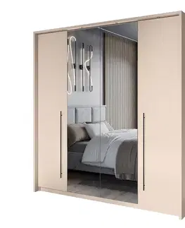 Šatníkové skrine SAHARRA 210 šatníková skriňa s LED osvetlení, piesočná béžová