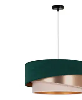 Svietidlá  - Luster na lanku KOBO 1xE27/15W/230V pr. 45 cm zelená/rosegold/krémová 600163