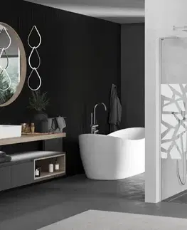 Sprchové dvere MEXEN/S - Kioto L Sprchová zástena WALK-IN 80 x 200, biely vzor, chróm 800-080-103-01-85