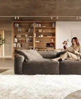 Pohovky DELIFE Veľká pohovka Freestyle 280x110 cm mikrovlákno taupe vintage prešívanie