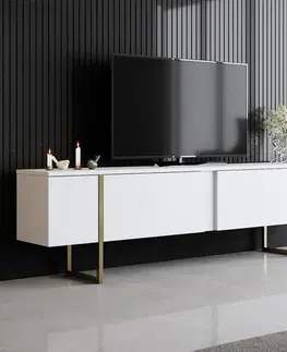 Konferenčné stolíky Televízny stolík Luxe White and Gold