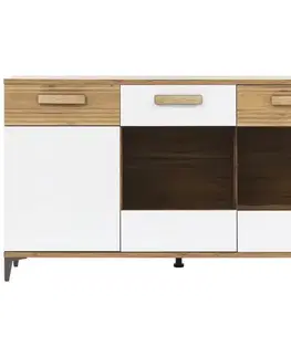 Vitríny a regály do obývačky Skriňa Snobi Sb05 Dub Craft/Alpská biela