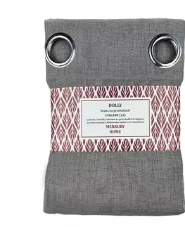 Záclony do obývačky Záclona na priechodkách Dolly polyester tmavo šedá 140x180 (x2) Merkury Home