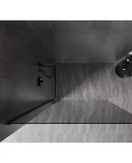 Sprchové dvere MEXEN/S - Kyoto-X Sprchová zástena WALK-IN 110 x 200, grafit 10 mm, čierna 800-110-101-70-40-X