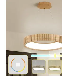 Svietidlá BRILAGI - Závesné LED svietidlo na lane FALCON WOOD MODERN LED/30W/230V pr. 45 cm drevo BRI527