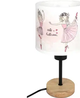 Lampy BRILAGI - Stolná lampa BOBO WOOD 1xE27/25W/230V dub/čierna/biela/ružová/balerínky BG1567+BG5591