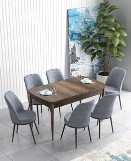 Jedálenské sety Extendable Dining Table & Chairs Set (7 Pieces) Han - Baroque, Grey