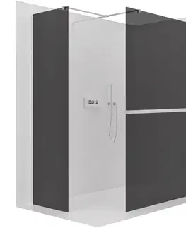 Držadlá k vani CERANO - Sprchová zástěna Walk-in Onyx T L/P - 8 mm - hranatá vzpěra + polička/držák na ručníky - chrom, grafitové sklo - 120x50x200  CER-8050BD4213