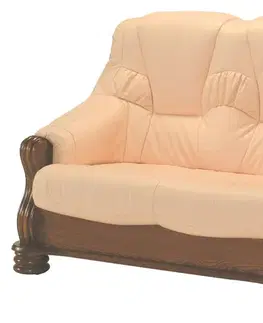 Sedacie súpravy PYKA Adam kožená dvojsedačka drevo D3 / svetlomarhuľová (Rose white)