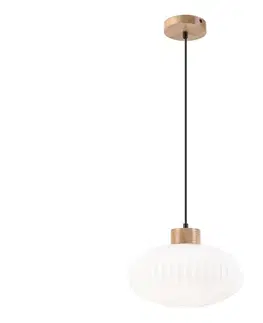 Svietidlá  Luster na lanku HARMONY 1xE27/15W/230V pr. 30 cm biela/dub LM - 1.258 / D
