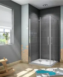 Sprchovacie kúty H K - Štvorcový sprchovací kút SOLO R7676, 76x76 cm so zalamovacími dverami, rohový vstup vrátane sprchovej vaničky z liateho mramoru SE-SOLOR7676/THOR-76SQ