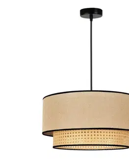 Svietidlá  - Luster na lanku BOHO 1xE27/15W/230V pr. 45 cm béžová/ratan 84304