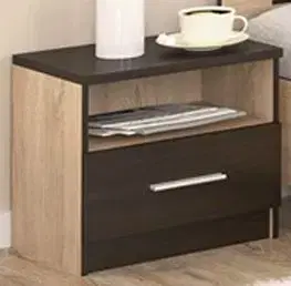 Nočné stolíky VALENTÍNA, set 2 nočných stolíkov sonoma/wenge
