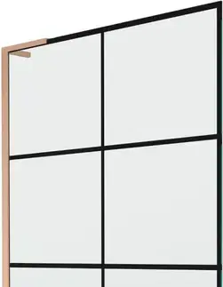 Sprchové dvere MEXEN/S - Next L vaňová zástena FIX 100 x 150, čierna vzor, meď kartáčovaná 895-100-000-03-77-65