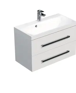 Kúpeľňový nábytok Kúpeľňová skrinka s umývadlom SAT Cube Way 80x40 cm biela lesk CUBE280ZBL CUBE280ZBL