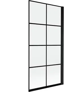 Sprchové dvere MEXEN - MIST vaňová zástena 90x150 cm 6mm 1-s, čierna, dekor, pravá 8A9-090-001-70-77-P