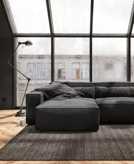 Rohové sedacie súpravy DELIFE Rohová pohovka Sirpio 230x155 cm mikrovlákno čierna variabilné ležadlo