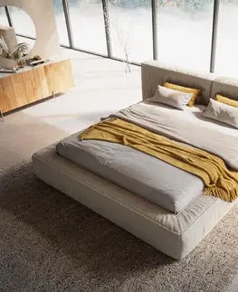 Čalúnené postele DELIFE Čalúnená posteľ Coperti 180x200 cm bouclé krémovo biela