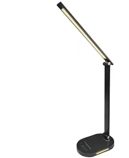 Stolné lampy na písací stôl Stolová lampa ALIS BLACK CCT 5 BARW 7W DIM USB LB1
