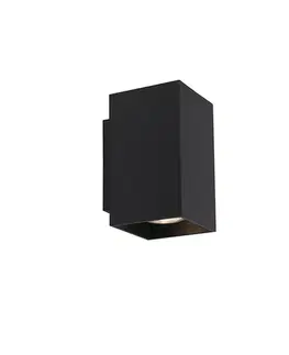 Nástenné osvetlenie Moderná nástenná lampa čierna štvorcová 2-svetlo - Sandy