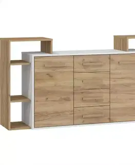 Komody do spálne Komoda RIO 2D4S craft biela/zlatý