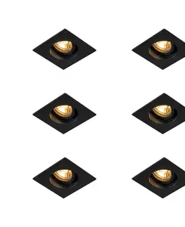 Zapustené svietidlá Sada 6 moderných zapustených bodových svetiel čierna 9,3 cm otočné a naklápacie - Chuck
