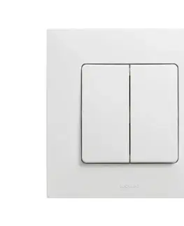 Predlžovacie káble Legrand - Dvojitý schodiskový vypínač č. 6+6 s rámikom NILOE biela LR0028+LR0021