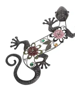 Bytové dekorácie Nástenná kovová dekorácia Lizzard, 27,5 x 50 x 5 cm
