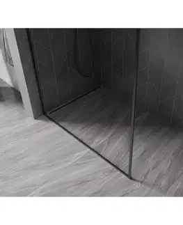 Sprchové dvere MEXEN/S - Kyoto-F Sprchová zástena WALK-IN s rámom 85 x 202, transparent 8 mm, čierna 800-085-104-70-00