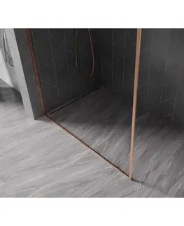 Sprchové dvere MEXEN/S - Kyoto-XF Sprchová zástena WALK-IN s rámom 70 x 202, transparent 10 mm, meď kartáčovaná 800-070-104-65-00-X
