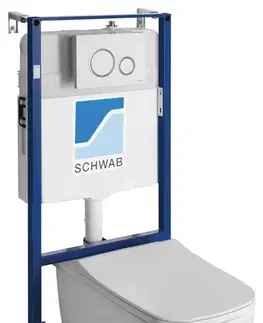 Záchody SAPHO - BELLO závesné WC Rimless s podomietkovou nádržkou a tlačidlom Schwab, biela 100214-SET5