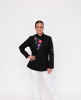 Dámske blúzky EGOCHEF Dámsky kuchársky rondon EGOchef FLOWERS - čierny S