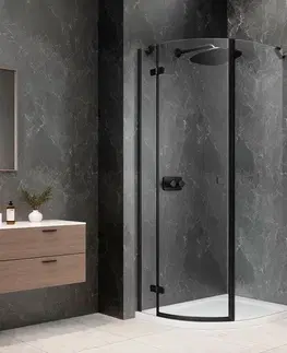 Sprchové dvere POLYSAN - GLOBE BLACK štvrťkruhová sprchová zástena 900x1000, číre sklo, ľavá GB2910LB