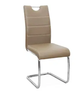 Jedálenské stoličky KONDELA Abira New jedálenská stolička cappuccino / chróm
