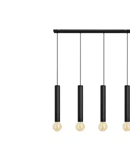 Svietidlá  Luster na lanku TUBA 4xE27/15W/230V čierna W-L 1117/4 BK