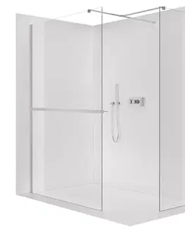 Držadlá k vani CERANO - Sprchová zástěna Walk-in Onyx T L/P - 8 mm - hranatá vzpěra + polička/držák na ručníky - chrom, transparentní sklo - 130x60x200  CER-8050BD4282