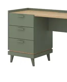 Písacie stoly KENDY písací stolík, tlmená zelená/dub