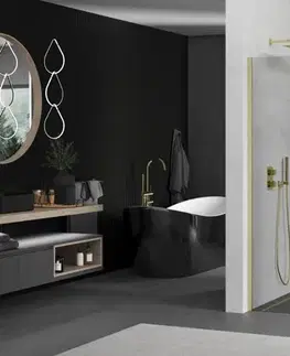 Sprchové dvere MEXEN/S - Kyoto Sprchová zástena WALK-IN 95 x 30, transparent, zlatá kartáčovaná 800-095-212-55-00-030