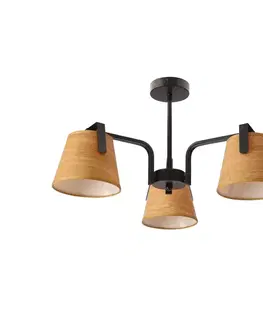 Stropná svetla Stropná lampa Amberg čierna 3x40W E14 žlté tienidlo