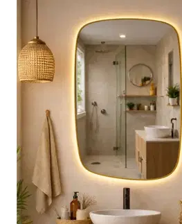 Kúpeľňové zrkadlá Baltica Design-LED zrkadlo s podsvietením STONE CALM 15W/230V 2700K 90x60 cm IP65 zlaté 5904107932675