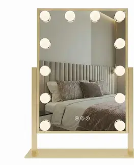 Kúpeľňové zrkadlá REA - Zrkadlo LED HOLLYWOOD L.Gold 30x40 HOM-01804