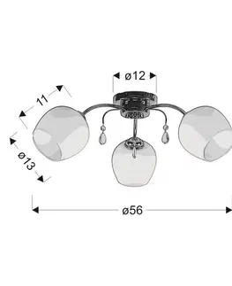 Bodové svetlá Stropná lampa Zachera 3X40W E27 Biela