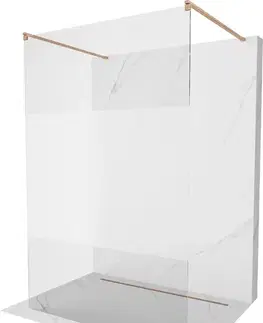 Sprchové dvere MEXEN/S - Kioto samostatne stojaca sprchová zástena 100 x 200, transparent/dekor 8 mm, meď kartáčovaná 800-100-002-65-35